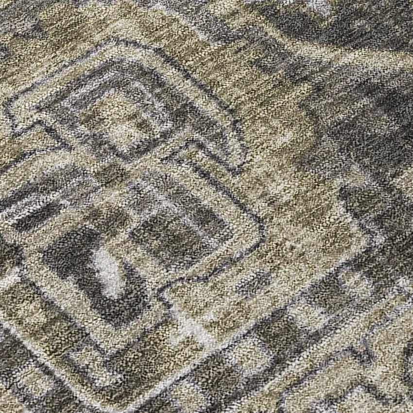 Taupe and Dark Taupe Oriental Washable Non Skid Indoor Outdoor Area Rug Photo 8
