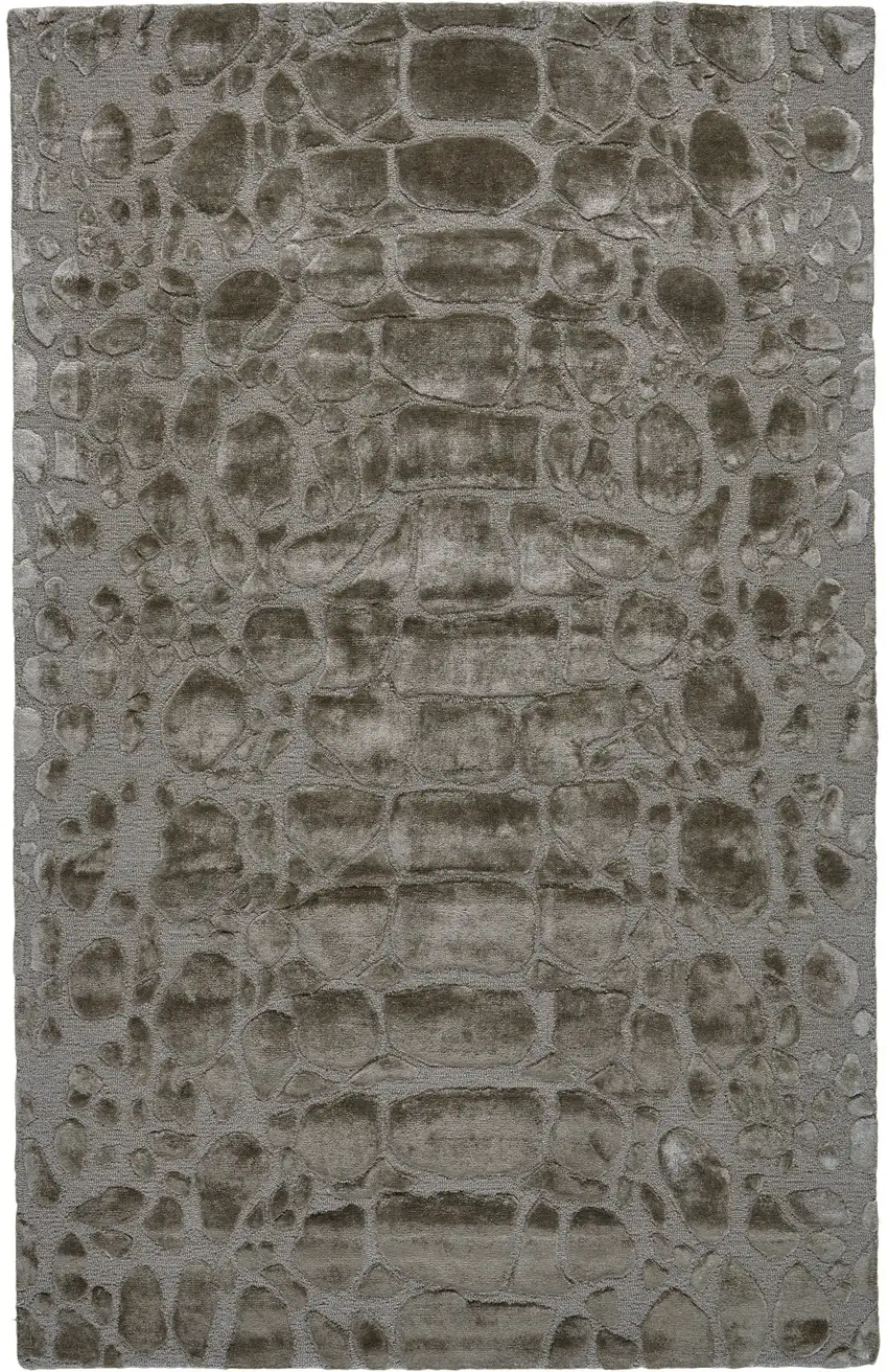 Taupe and Gray Abstract Hand Tufted Area Rug Photo 2