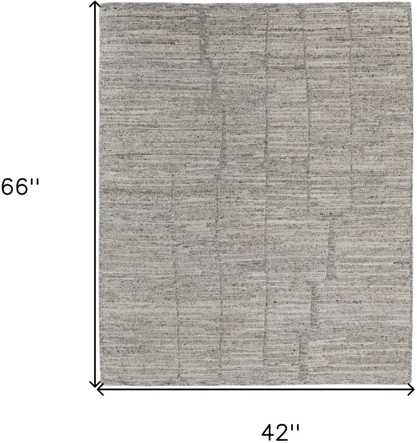 Taupe and Gray Abstract Hand Woven Worn Faded Area Rug Photo 3