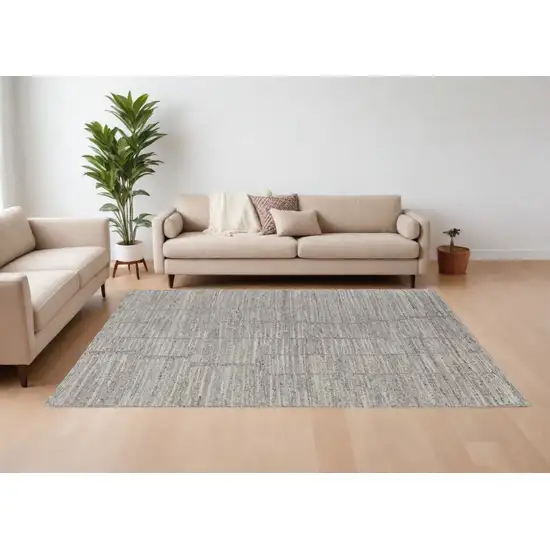 Taupe and Gray Abstract Hand Woven Worn Faded Area Rug Photo 1