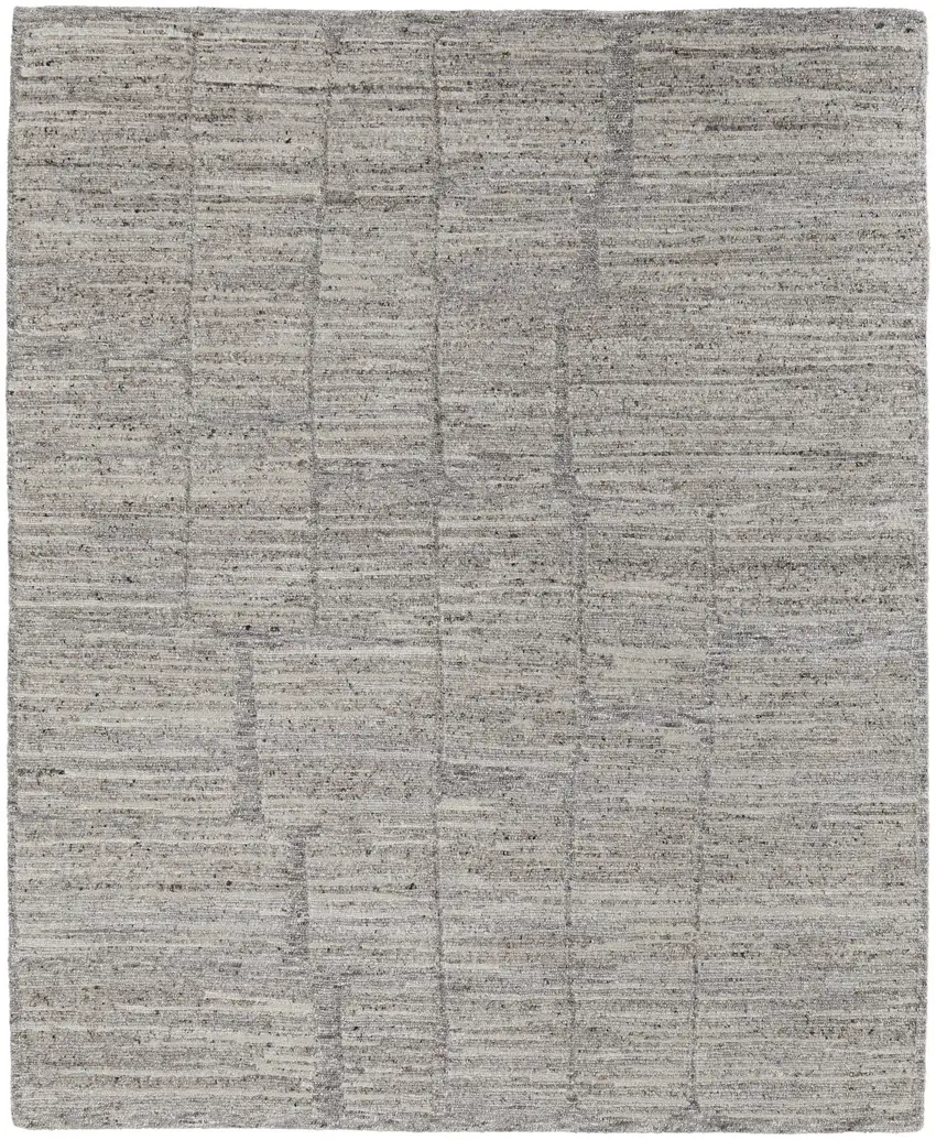 Taupe and Gray Abstract Hand Woven Worn Faded Area Rug Photo 5