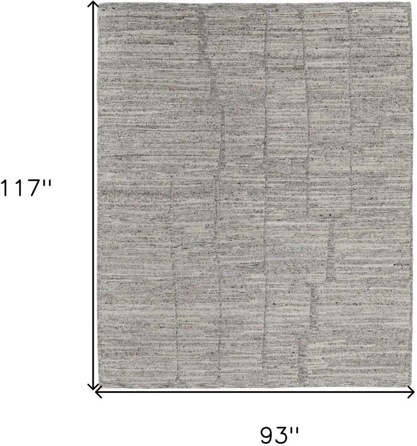 Taupe and Gray Abstract Hand Woven Worn Faded Area Rug Photo 3