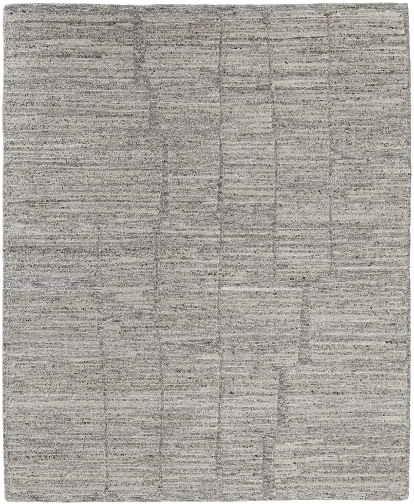 Taupe and Gray Abstract Hand Woven Worn Faded Area Rug Photo 2