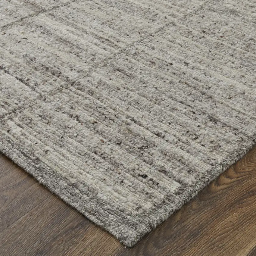 Taupe and Gray Abstract Hand Woven Worn Faded Area Rug Photo 7