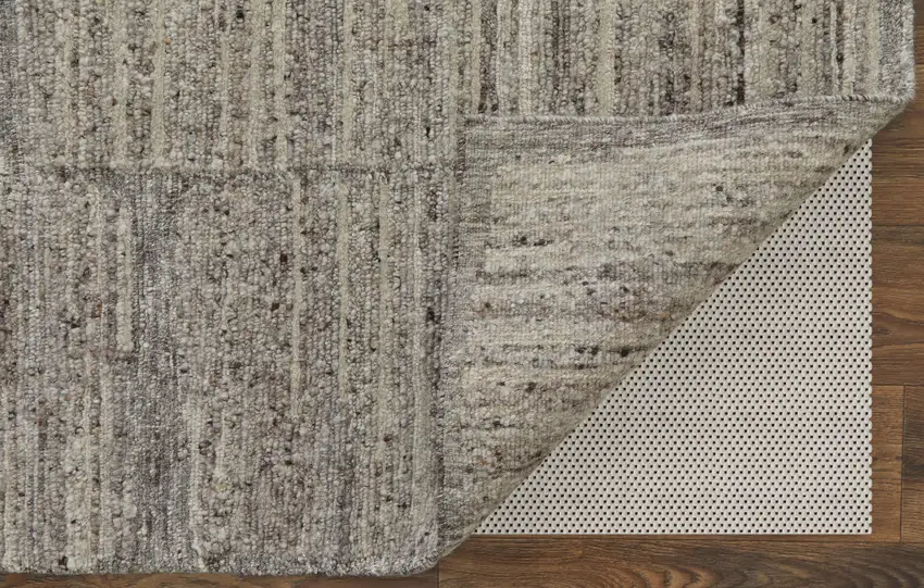Taupe and Gray Abstract Hand Woven Worn Faded Area Rug Photo 4