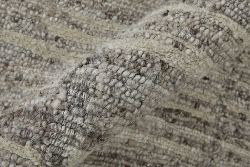 Taupe and Gray Abstract Hand Woven Worn Faded Area Rug Photo 8