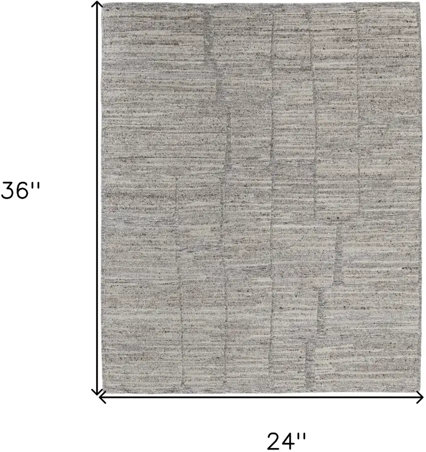 Taupe and Gray Abstract Hand Woven Worn Faded Area Rug Photo 3