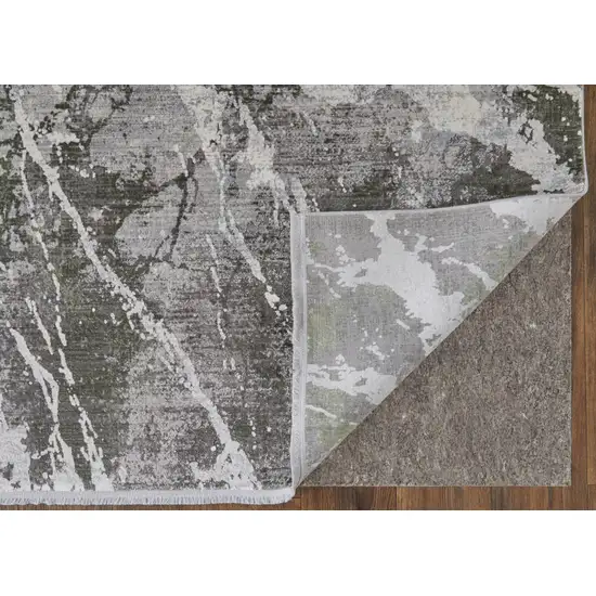 Taupe and Gray Abstract Power Loom Area Rug With Fringe Photo 6