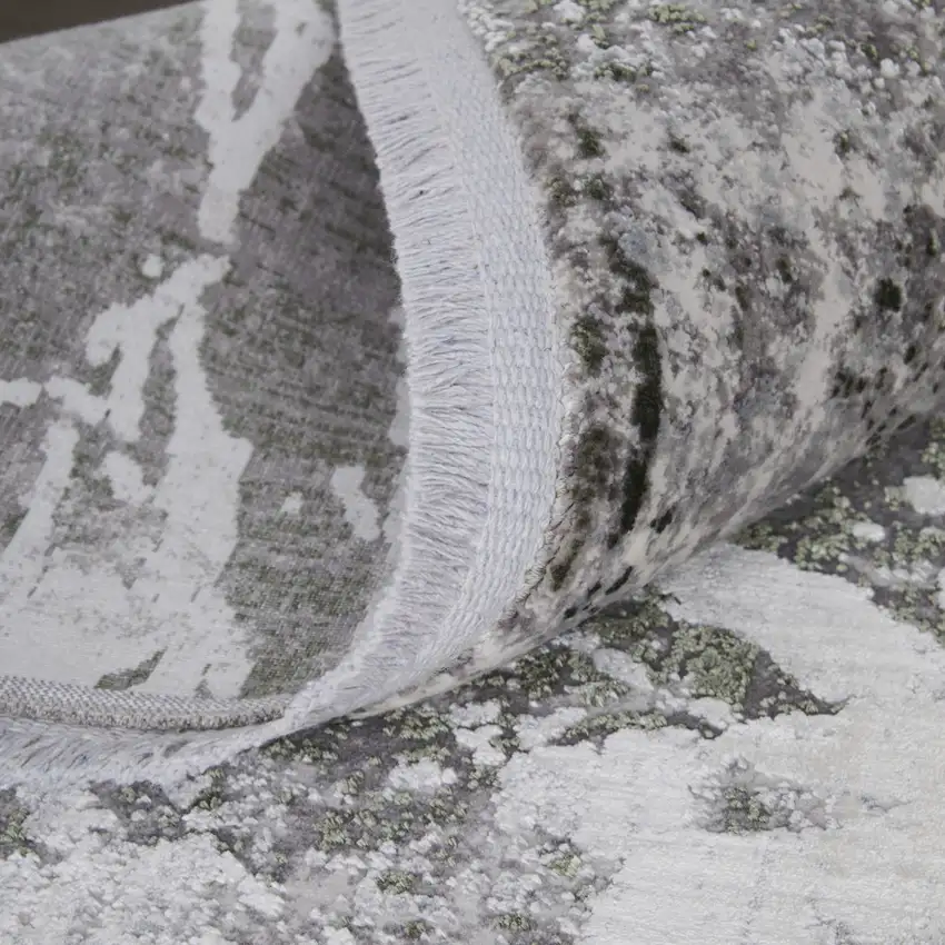 Taupe and Gray Abstract Power Loom Area Rug With Fringe Photo 7