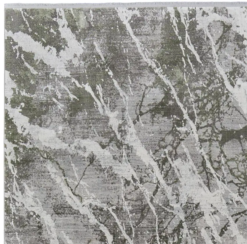 Taupe and Gray Abstract Power Loom Area Rug With Fringe Photo 7