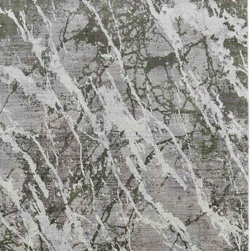 Taupe and Gray Abstract Power Loom Area Rug With Fringe Photo 7