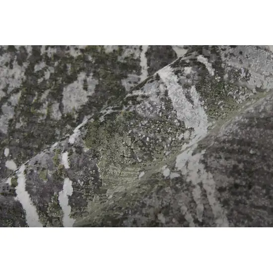 Taupe and Gray Abstract Power Loom Area Rug With Fringe Photo 9