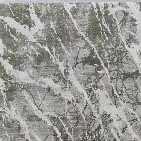 Taupe and Gray Abstract Power Loom Area Rug With Fringe Photo 7