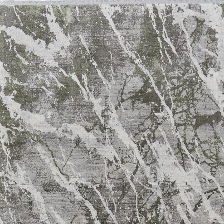 Taupe and Gray Abstract Power Loom Area Rug With Fringe Photo 7