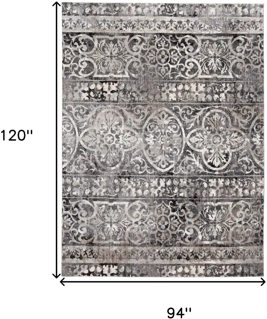 Taupe and Gray Abstract Power Loom Worn Faded Area Rug Photo 3