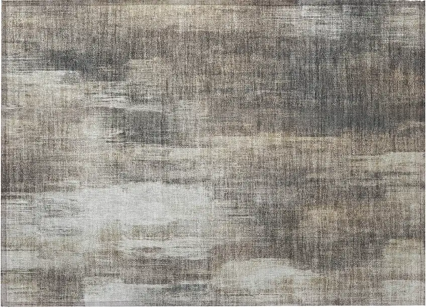 Taupe and Gray Abstract Washable Non Skid Indoor Outdoor Area Rug Photo 4