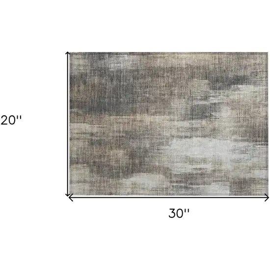 Taupe and Gray Abstract Washable Non Skid Indoor Outdoor Area Rug Photo 3