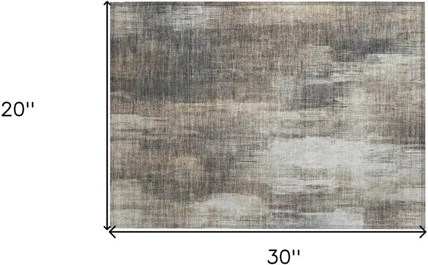 Taupe and Gray Abstract Washable Non Skid Indoor Outdoor Area Rug Photo 3