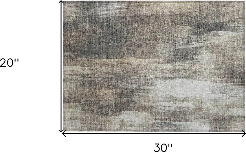 Taupe and Gray Abstract Washable Non Skid Indoor Outdoor Area Rug Photo 3