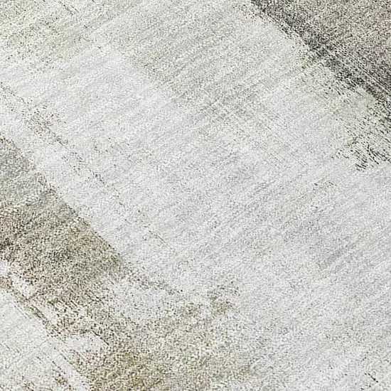 Taupe And Gray Abstract Washable Indoor Outdoor Area Rug Photo 8