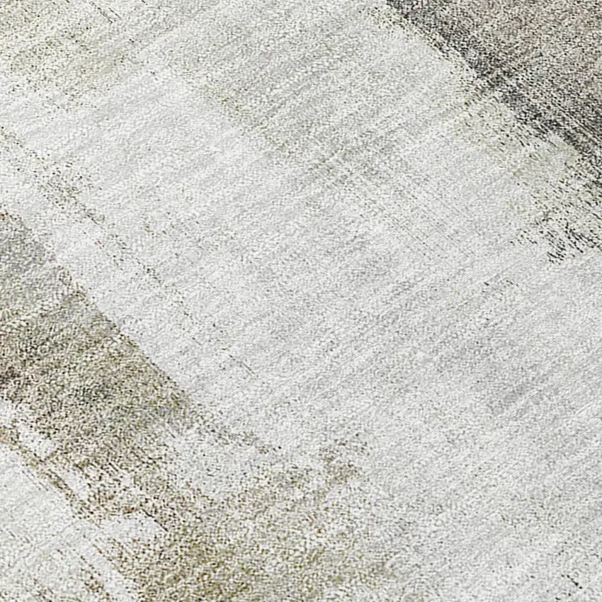 Taupe And Gray Abstract Washable Indoor Outdoor Area Rug Photo 8