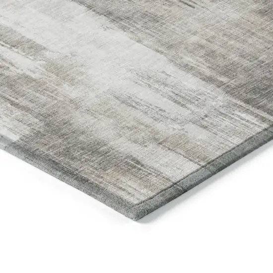 Taupe And Gray Abstract Washable Indoor Outdoor Area Rug Photo 7