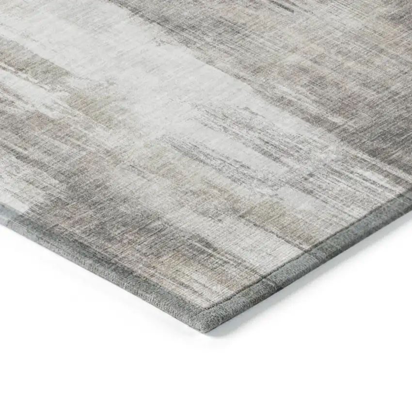 Taupe And Gray Abstract Washable Indoor Outdoor Area Rug Photo 7