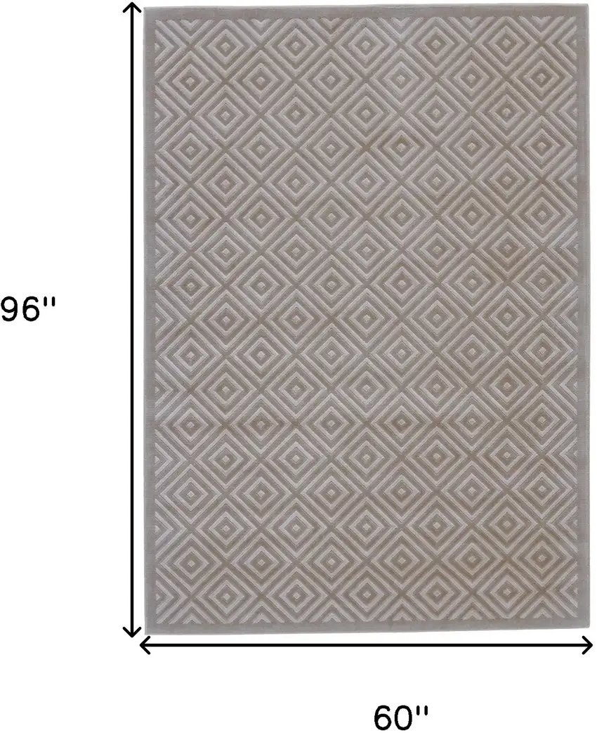 Taupe and Gray Geometric Power Loom Area Rug Photo 3