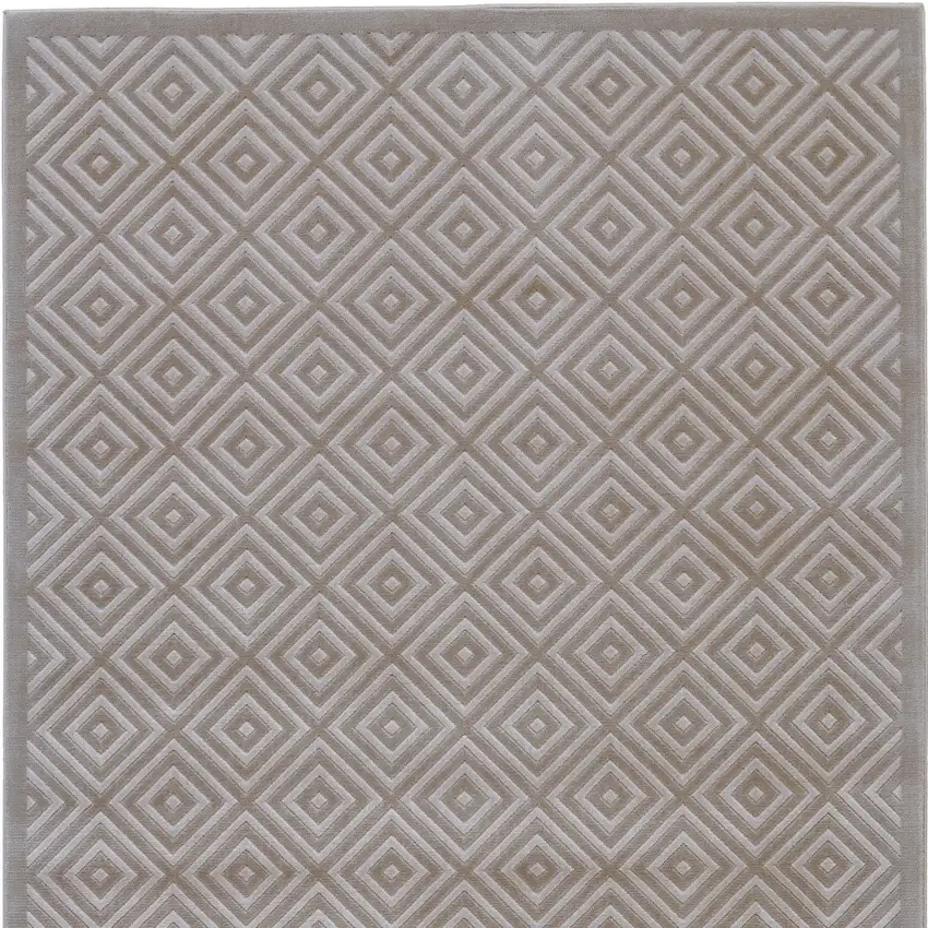 Taupe and Gray Geometric Power Loom Area Rug Photo 4