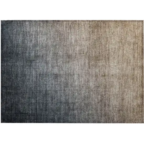 Taupe and Gray Ombre Washable Non Skid Indoor Outdoor Area Rug Photo 2