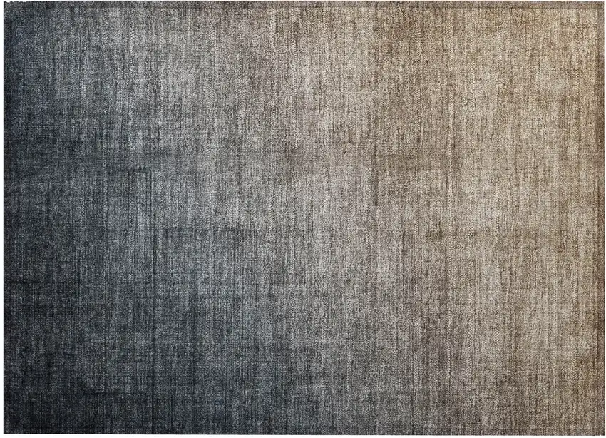 Taupe and Gray Ombre Washable Non Skid Indoor Outdoor Area Rug Photo 2
