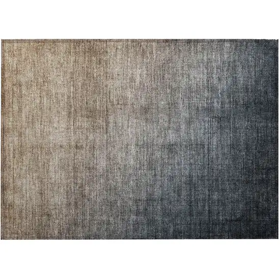 Taupe and Gray Ombre Washable Non Skid Indoor Outdoor Area Rug Photo 3