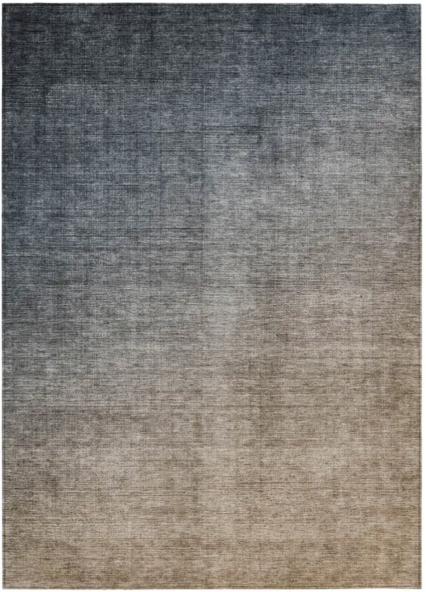 Taupe and Gray Ombre Washable Non Skid Indoor Outdoor Area Rug Photo 2