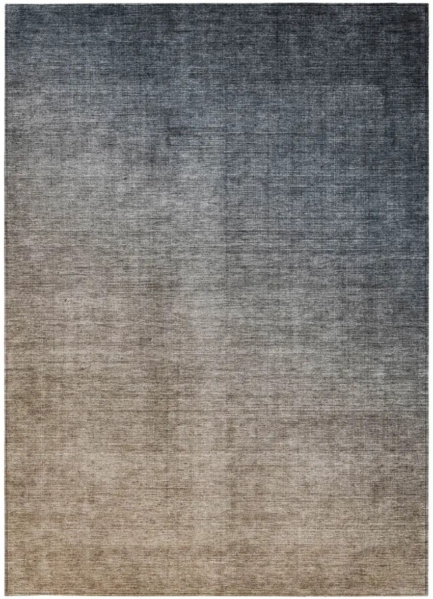 Taupe and Gray Ombre Washable Non Skid Indoor Outdoor Area Rug Photo 4