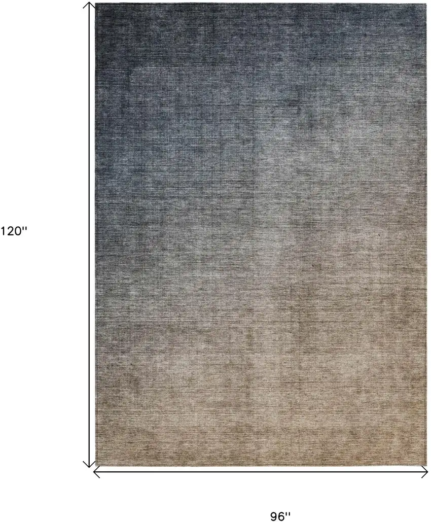 Taupe and Gray Ombre Washable Non Skid Indoor Outdoor Area Rug Photo 3