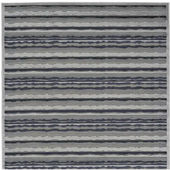 Taupe and Gray Striped Power Loom Area Rug Photo 7