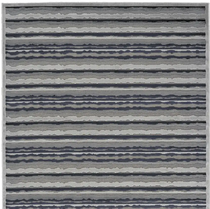 Taupe and Gray Striped Power Loom Area Rug Photo 7