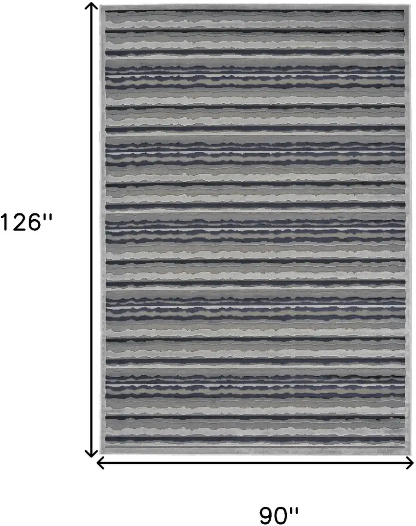 Taupe and Gray Striped Power Loom Area Rug Photo 3