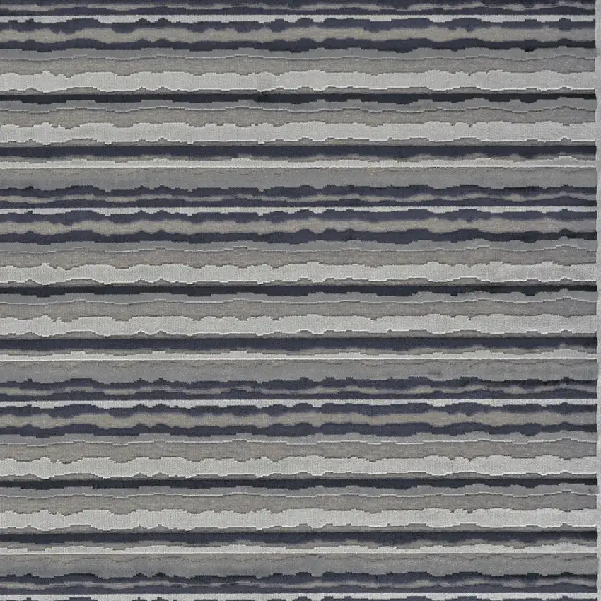 Taupe and Gray Striped Power Loom Area Rug Photo 6