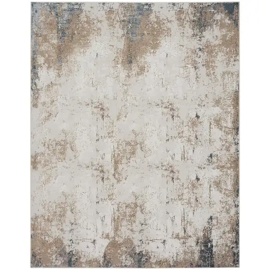 Taupe and Ivory Abstract Distressed Non Skid Area Rug Photo 4
