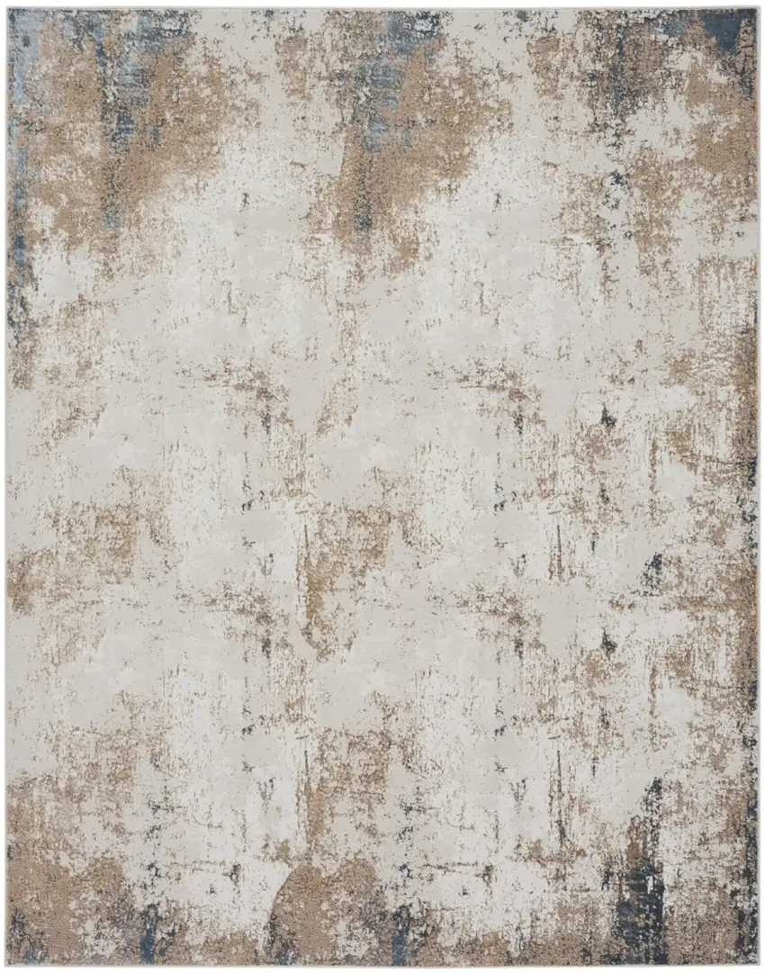 Taupe and Ivory Abstract Distressed Non Skid Area Rug Photo 4