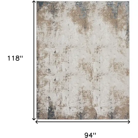 Taupe and Ivory Abstract Distressed Non Skid Area Rug Photo 3