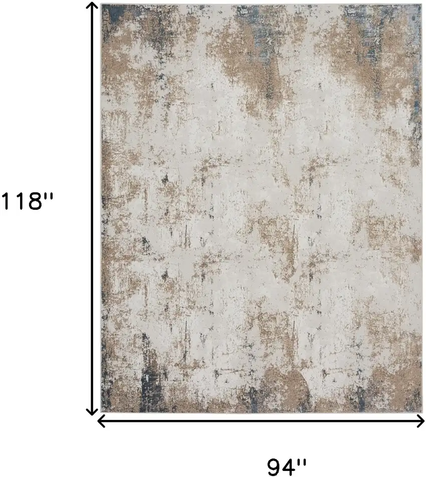 Taupe and Ivory Abstract Distressed Non Skid Area Rug Photo 3