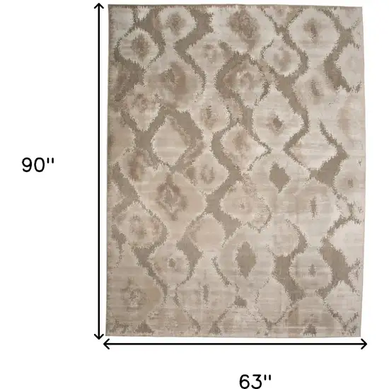 Taupe and Ivory Abstract Power Loom Worn Faded Area Rug Photo 3