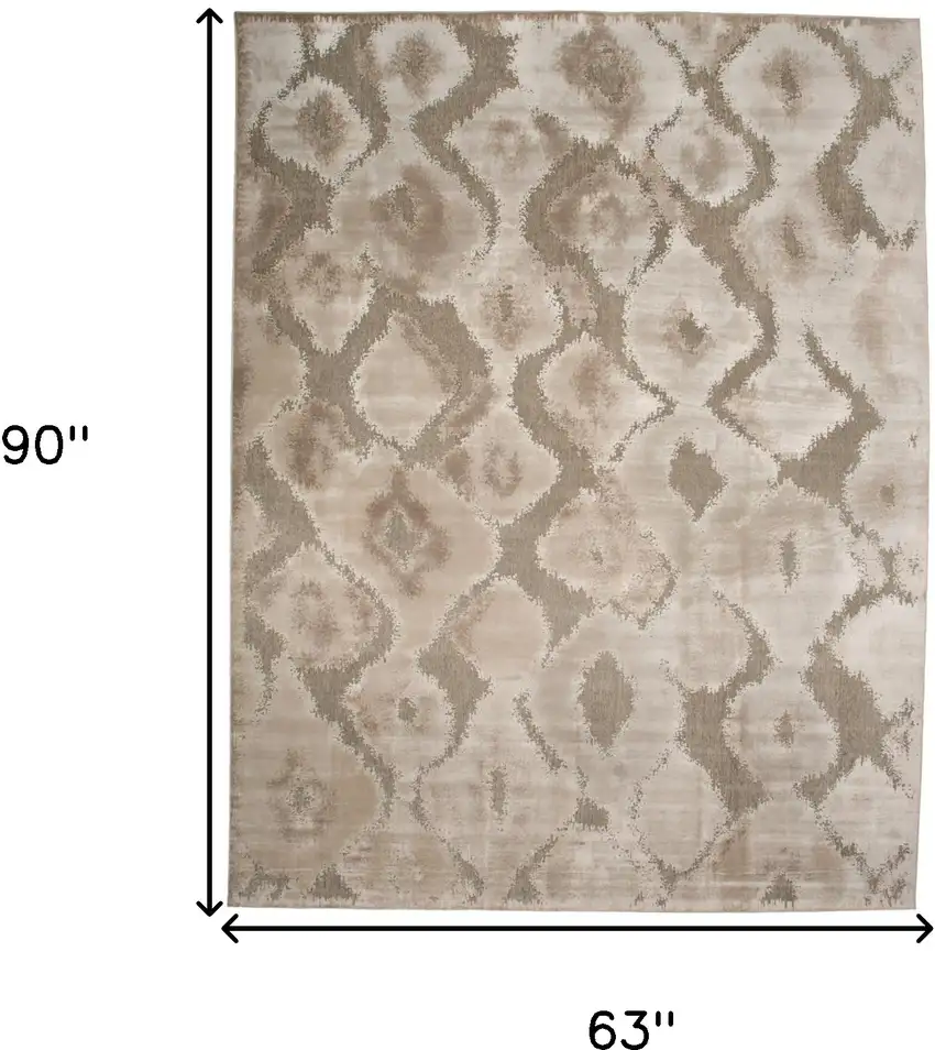 Taupe and Ivory Abstract Power Loom Worn Faded Area Rug Photo 3