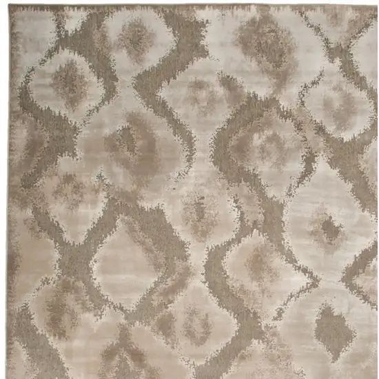 Taupe and Ivory Abstract Power Loom Worn Faded Area Rug Photo 6