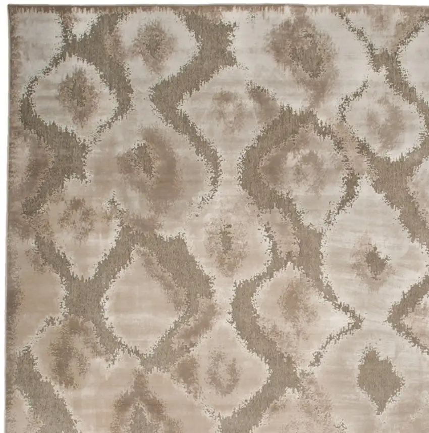 Taupe and Ivory Abstract Power Loom Worn Faded Area Rug Photo 6