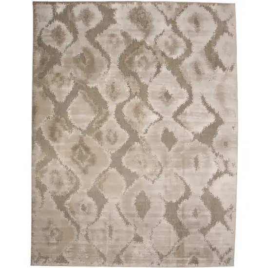 Taupe and Ivory Abstract Power Loom Worn Faded Area Rug Photo 4