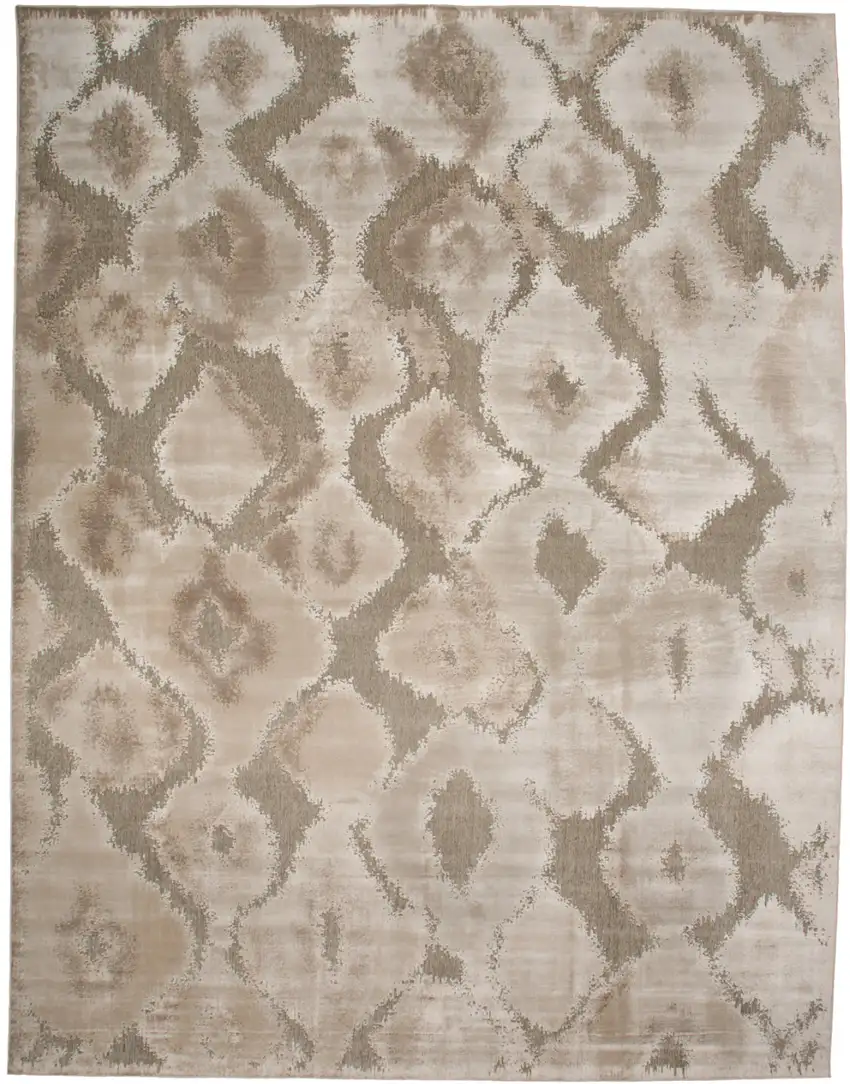 Taupe and Ivory Abstract Power Loom Worn Faded Area Rug Photo 4