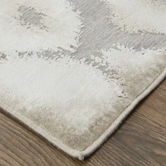 Taupe and Ivory Abstract Power Loom Worn Faded Area Rug Photo 8